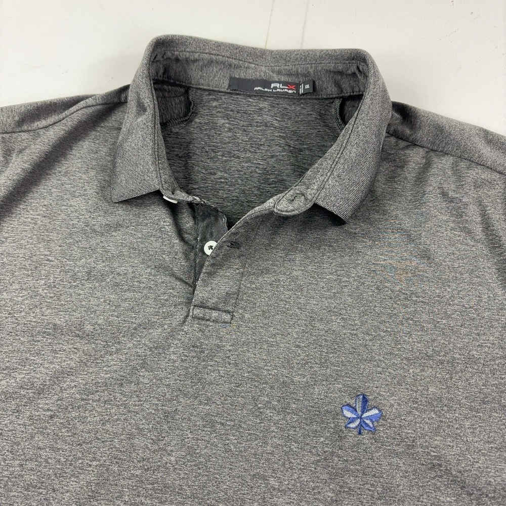 RLX Ralph Lauren Polo Shirt Mens 2XL Gray Solid Golf Jersey Stretch Short Sleeve